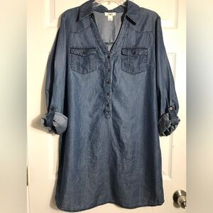 Cato Denim Tunic Shirt Dress in Medium Blue L